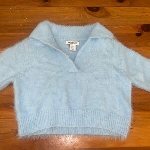 William Rast Light Blue Cropped Fuzzy Sweater for Women Size Small